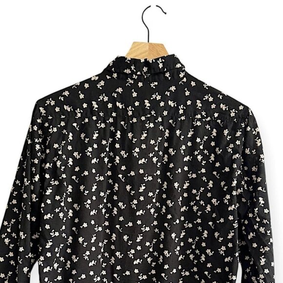 Nili Lotan Libby Floral-print Button-down Shirt In Ivory/black Floral, Size L - Picture 14 of 14